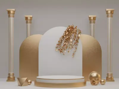 Golden Product Display Podium 3D model