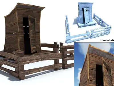 Low Poly Wild West Toilet  Low-poly 3D model