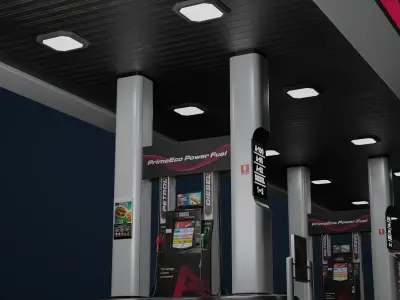 Multi-Fuel Hub Next-Generation Gas Station  Low-poly 3D model