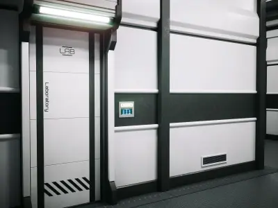 Modular Sci Fi Lab Corridor Low-poly 3D model