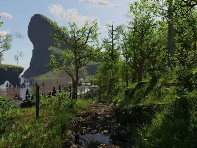 Path Near Ocean Scene 3D model