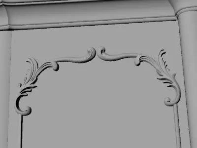 closet ornate cabinet with gold trim 3D model