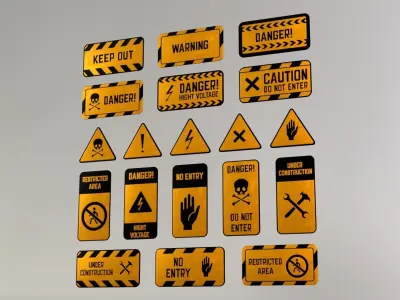 Street Signs Low-poly 3D model