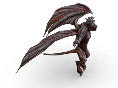 Low Poly Stone Gray Gargoyle Monster Low-poly 3D model