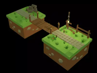 Isometric Nature Tiles-5 Low-poly 3D model