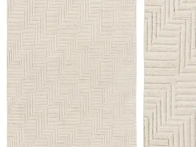 CHARA HAND-KNOTTED WOOL RUG 3D model