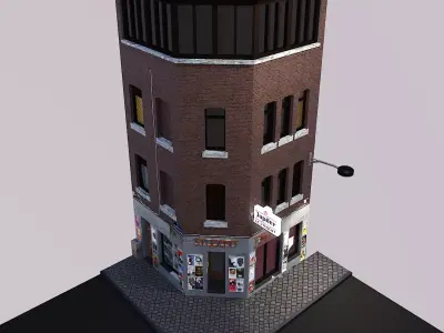urban building - abandoned tavern Free low-poly 3D model