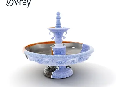 Ornate Garden Fountain Model Pack Low-poly 3D model