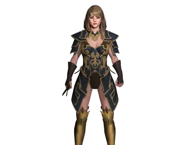 AAA 3D FANTASY FEMALE WARIOR KNIGHT-REALISTIC RIG GAME CHARACTER