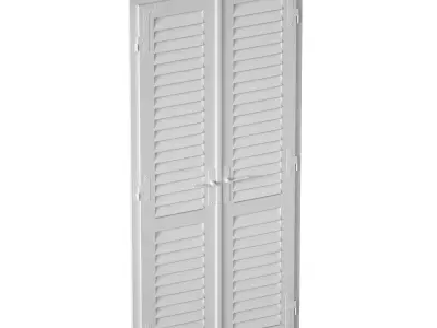 Wooden shutters blinds door and window 3D model