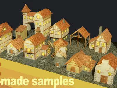 Stylized Medieval House Modular Pack  3D model