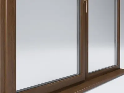 Window wooden with two glass panes Free 3D model