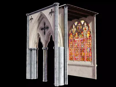 Gothic Nave Stained Glass Middle - ONLY  Low-poly 3D model