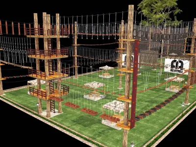 the site of competitions for crossing obstacles at height 3D model