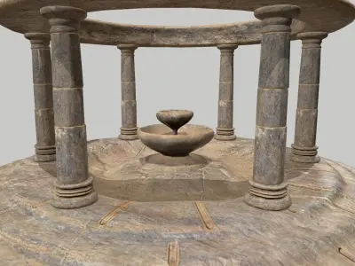 Altar Set stone fountain Low-poly 3D model