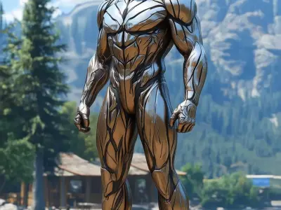 Bronze Colossus Character Muscular Metallic Figure 3D Low-poly 3D model