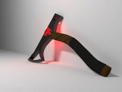 Tomahawk axe with light Low-poly 3D model