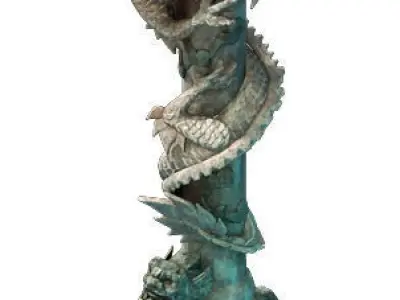 Game Model - Tombstone Dragon Shaped Pillar 01 3D model