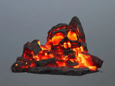 Skull Rock Low-poly 3D model 8