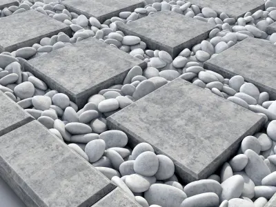 Paving big plate pebble 3D model