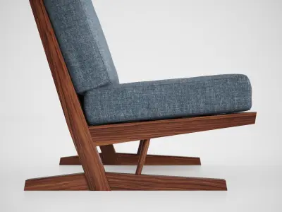 Conoid Cushion Chair and Ottoman George Nakashima Woodworkers 3D model