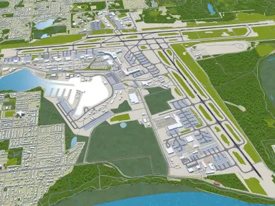 Ted Stevens Anchorage Airport 20km Low-poly 3D model