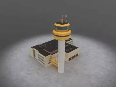 EDDH Control Tower Low-poly 3D model