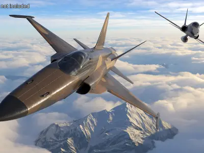  Combat Fighter with Pilot in Flight 