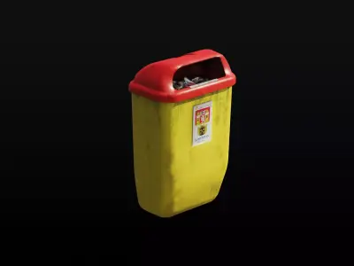 Prague City Street Bin 02 Low-poly 3D model