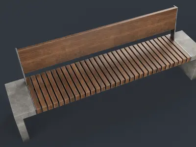 Modern Outdoor Bench 43 PBR Game Ready Low-poly 3D model