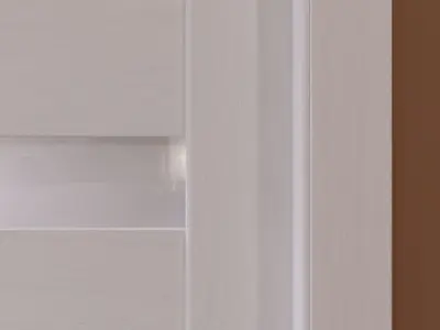 White wood interior door with white glass inserts 3D model