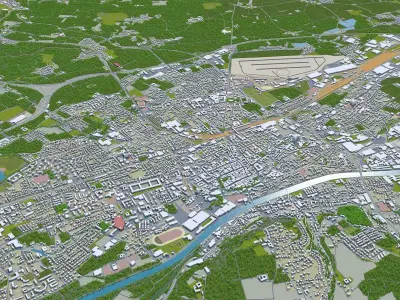 Wels Austria 20km Low-poly 3D model