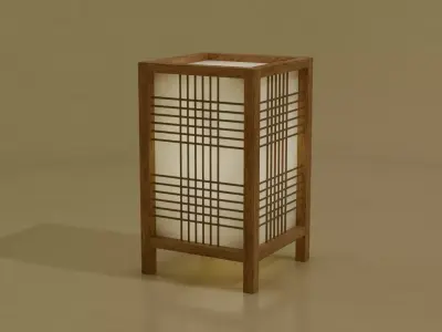 Bamboo Woven Japanese Table Lamp Low-poly 3D model