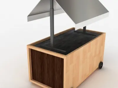 3d cart wooden with roof 3D model