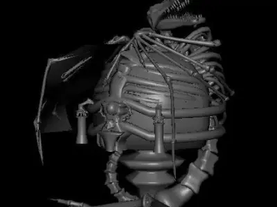 Creature skeleton statue Low-poly 3D model
