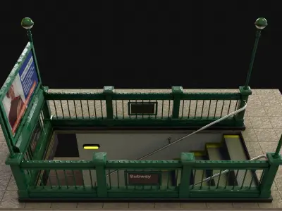 Subway Entrance - Street Props PBR Low-poly 3D model