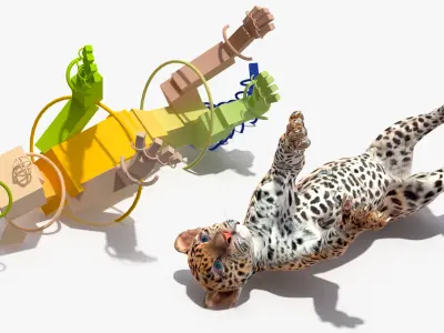  Leopard Cub Playing Animated Rigged 