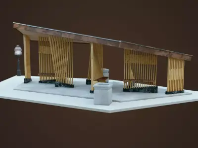 Bus Stop Low-poly 3D model