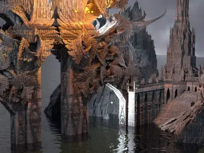 Steampunk Clockwork Winged arch castle 3D model