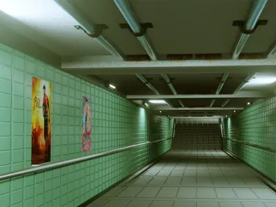 Subway Under pass - Low poly - Game ready model Low-poly 3D model