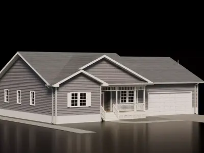 American Cottage House 1 - Empty Interior Low-poly 3D model