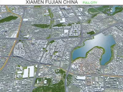 Xiamen Fujian China 50km AI Low-poly 3D model