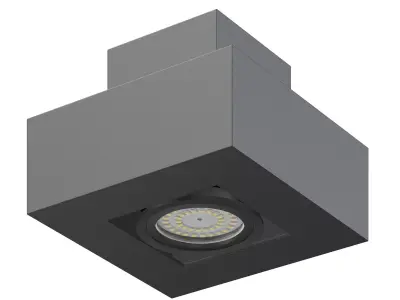 Black Rectangular Halogen Light 3D Model 3D model