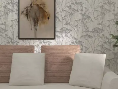 Silver Botanical Stripe Wallpaper  Texture