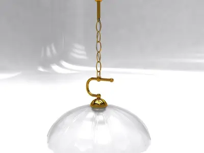 Chandelier pendant light with shade and gold chain 3D model