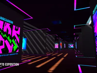 Crypto exposition - art gallery Low-poly 3D model