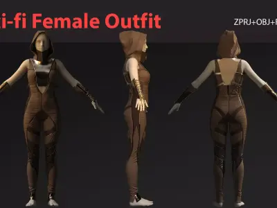 SCI-FI Outfit-CYBERPUNK-No01-MD-Clo3D-OBJ-FBX-Blender file 3D model