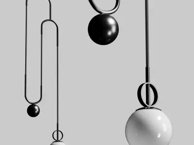 Glass ball pendant lamp Low-poly 3D model