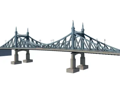 Suspension Type Balanced Cantilever Bridge Low-poly 3D model