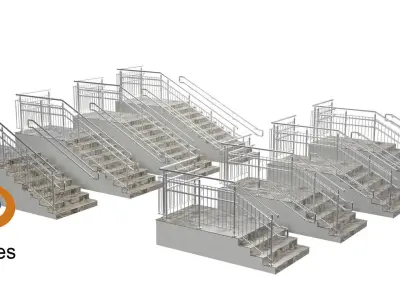 Stairs set 8 pcs 3D model